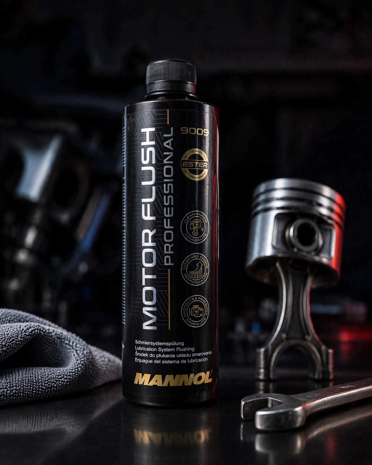 MANNOL 9009 Motor Flush Professional 450ml - Limpieza Interna de Motor con Tecnología ESTER