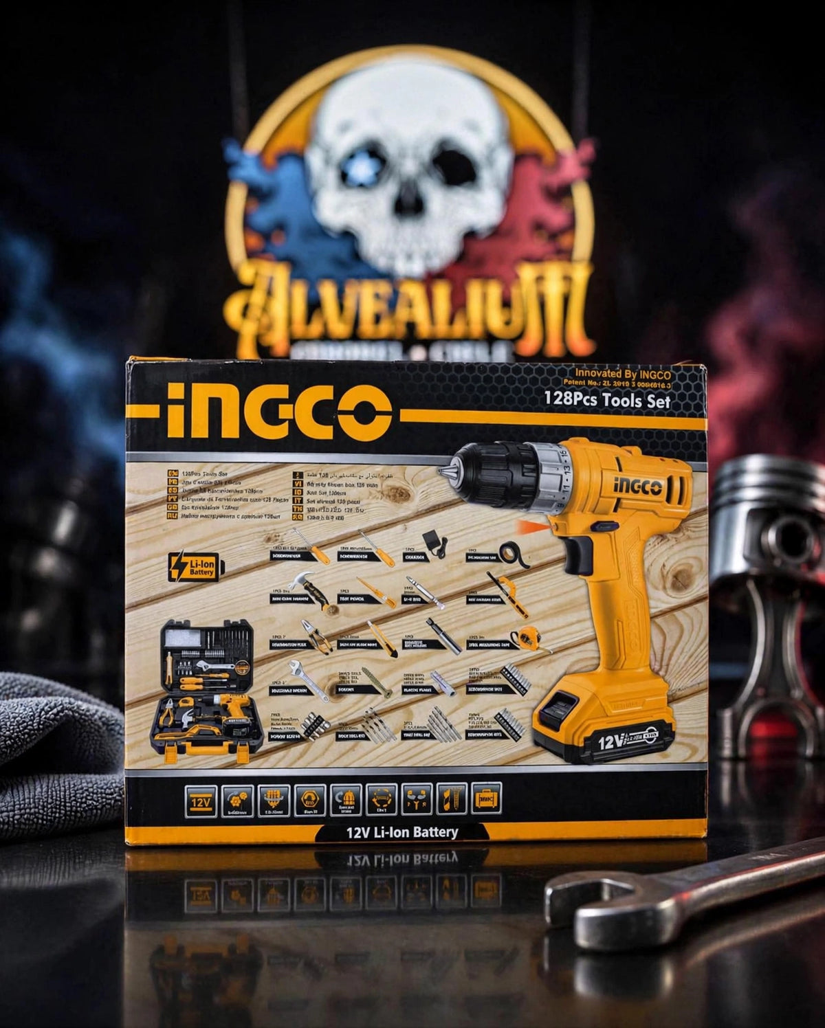 INGCO 76 Pcs Tools Set - Kit Taladro 12V + Herramientas + Maletín BMC